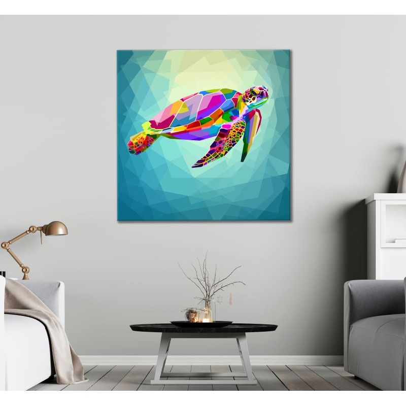 Square Canvas Colorful Abstract Turtle Design High Quality Print 100% Australian Made
