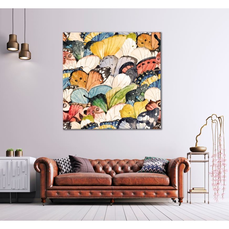 Square Canvas Colorful Butterflies Watercolor Painting High Quality Print 100% Australian Made