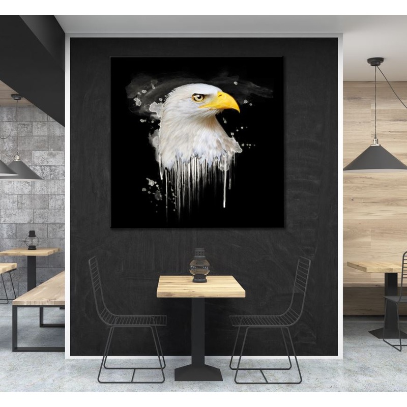 Square Canvas Eagle Portrait Watercolor Painting High Quality Print 100% Australian Made