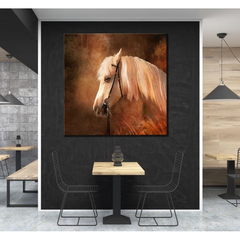 Square Canvas Horse Head Portrait Painting High Quality Print 100% Australian Made