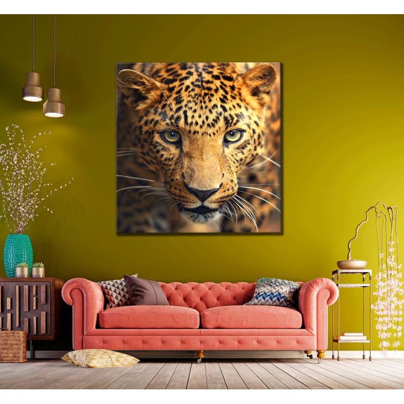 Square Canvas Leopard Portrait High Quality Print 100% Australian Made