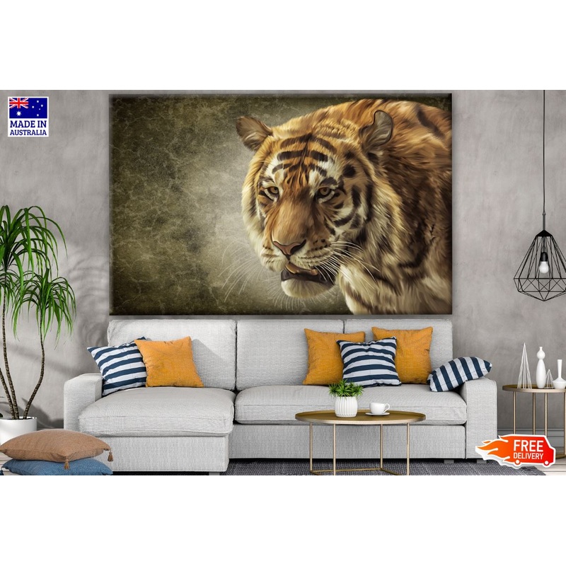 Tiger Closeup Smudge Painting Print 100% Australian Made