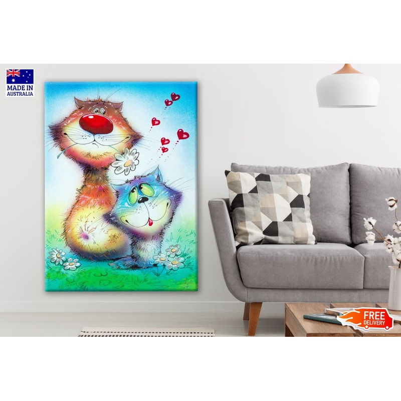 Two Cats Watercolor Painting Print 100% Australian Made