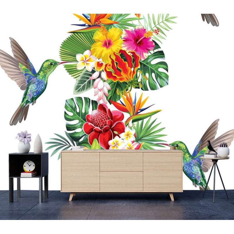 Wallpaper Murals Peel and Stick Removable Bird & Flowers Art High Quality