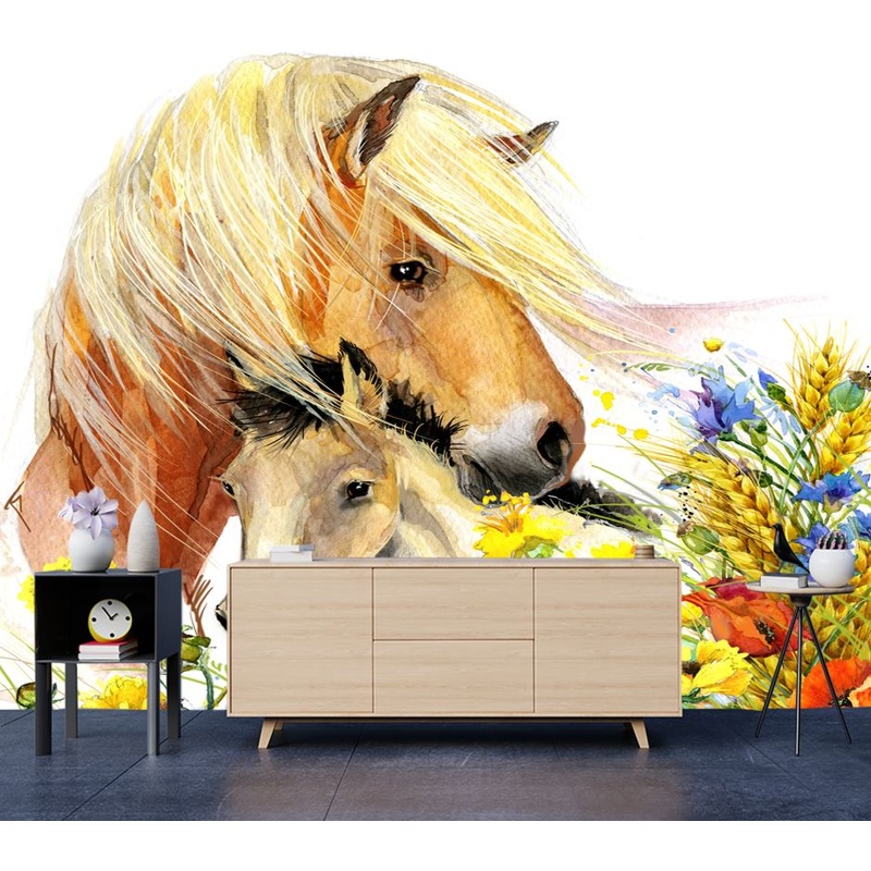 Wallpaper Murals Peel and Stick Removable Horses Portrait Painting High Quality
