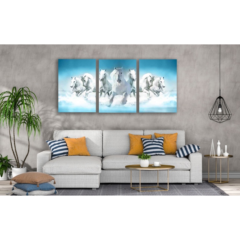 3 Set of Running Horses Photograph High Quality Print 100% Australian Made Wall Canvas Ready to Hang
