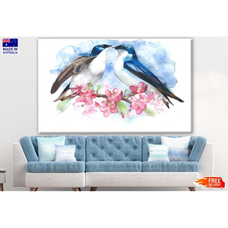Bird & Flowers Watercolor Painting Print 100% Australian Made
