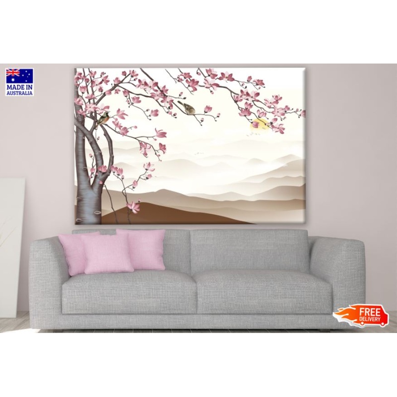 Bird on a Flower Tree Digital Painting Print 100% Australian Made