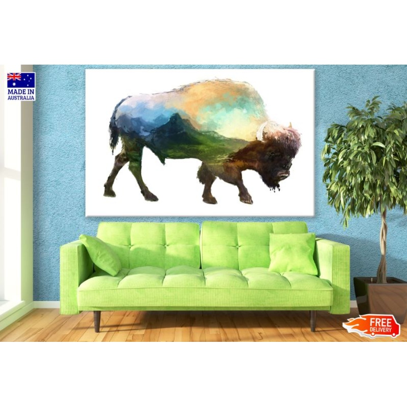 Bison Watercolor Abstract Watercolor Painting Print 100% Australian Made