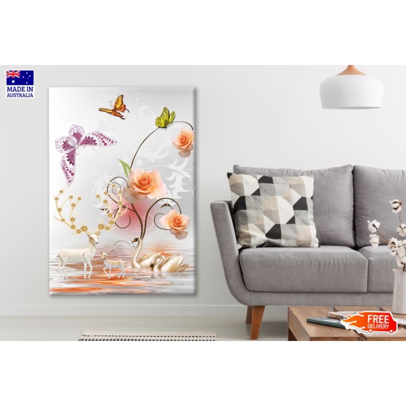 Butterflies & Flowers 3D Painting Print 100% Australian Made