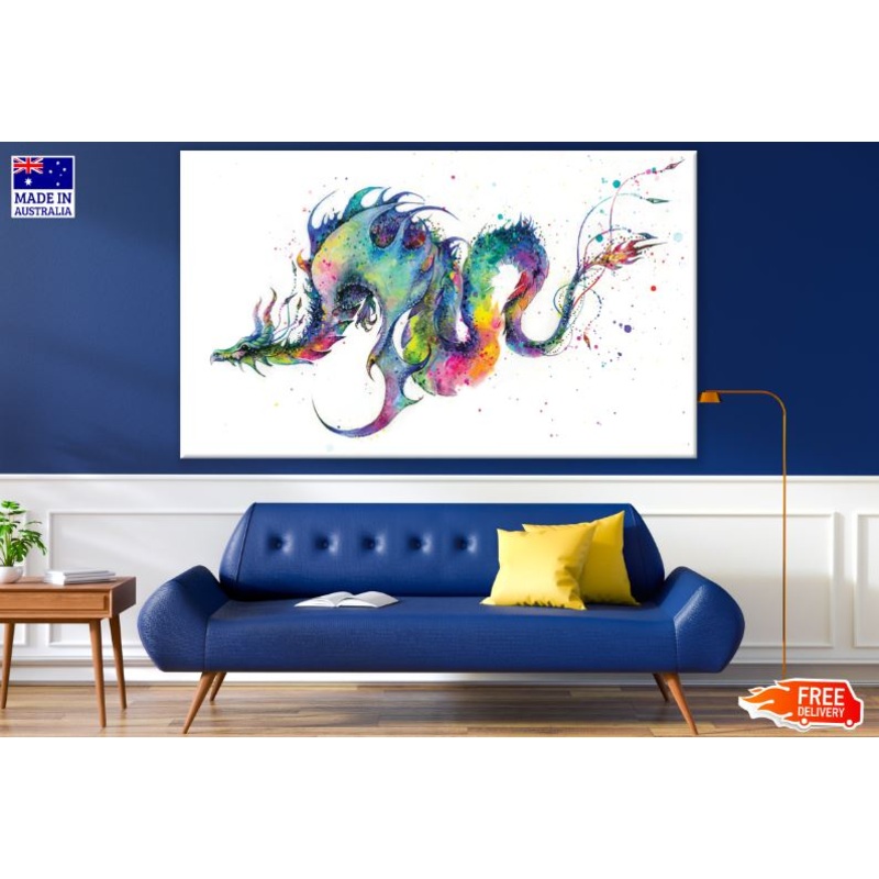 Colorful Dragon Watercolor Painting Print 100% Australian Made