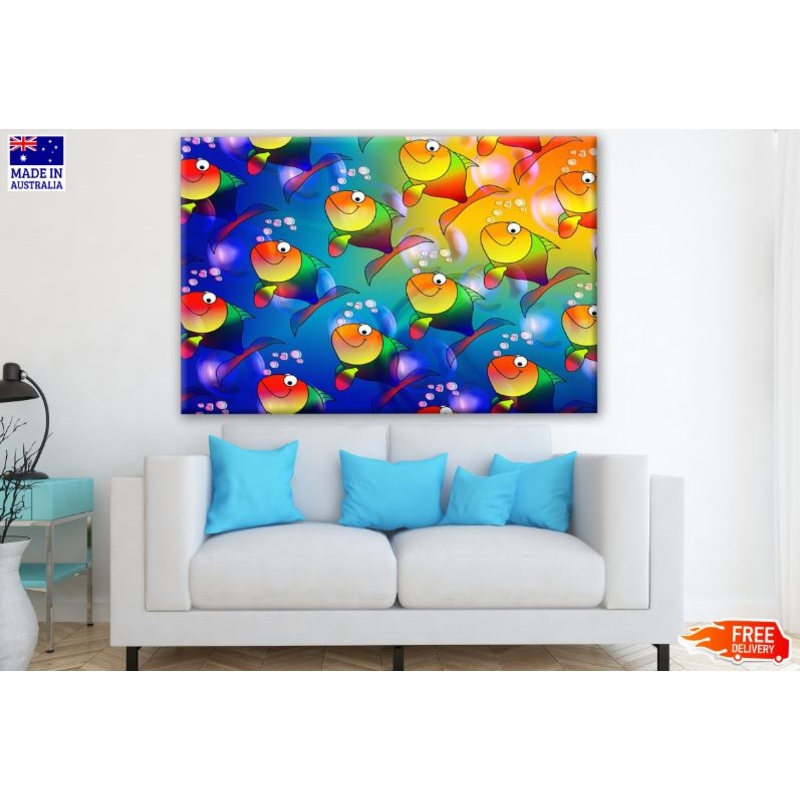 Colorful Fish Pattern Design Print 100% Australian Made