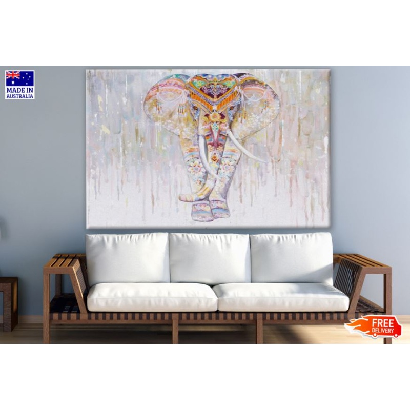 Colorful Shapes Elephant Painting Print 100% Australian Made