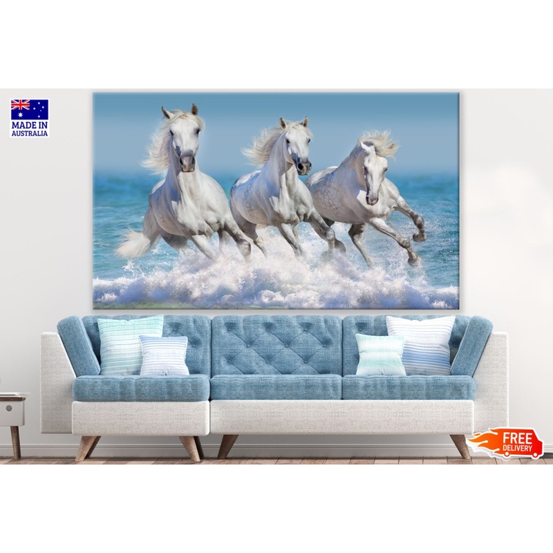 Running Horses on Water Photograph Print 100% Australian Made