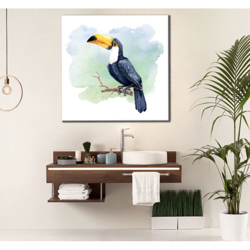 Square Canvas Toucan Bird Watercolor Painting High Quality Print 100% Australian Made