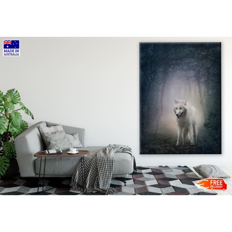 Wolf in Forest Digital Painting Print 100% Australian Made
