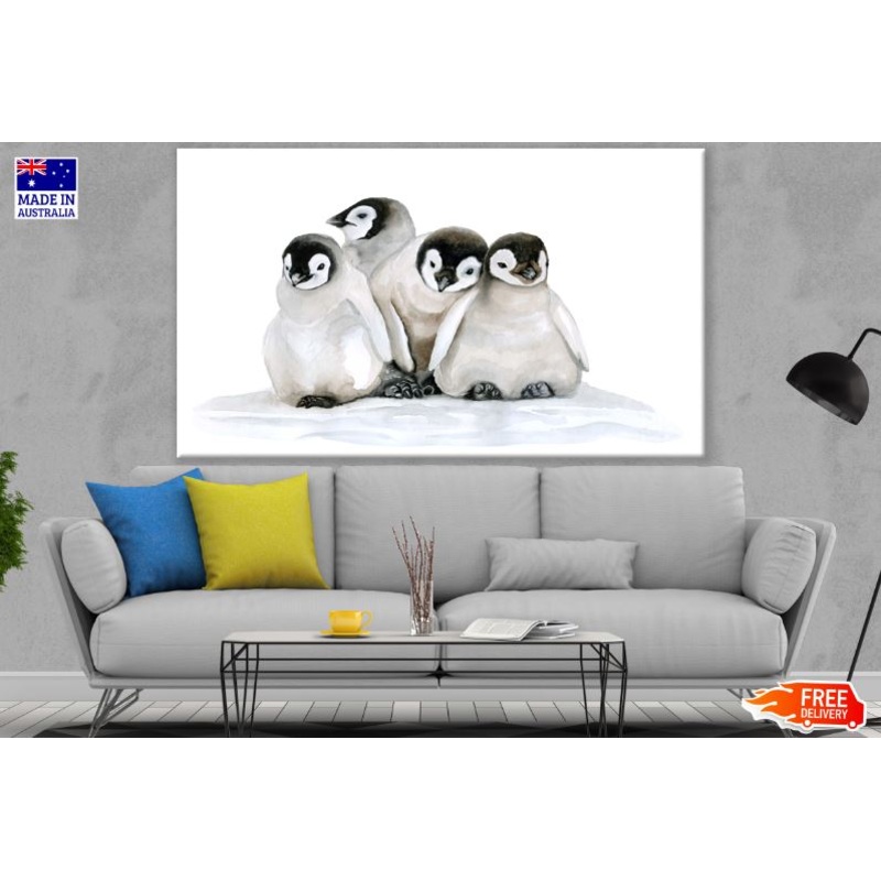 Baby Penguins Watercolor Painting Print 100% Australian Made