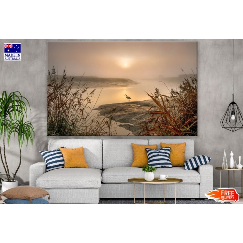 Bird Near Lake at Sunset Photograph Print 100% Australian Made