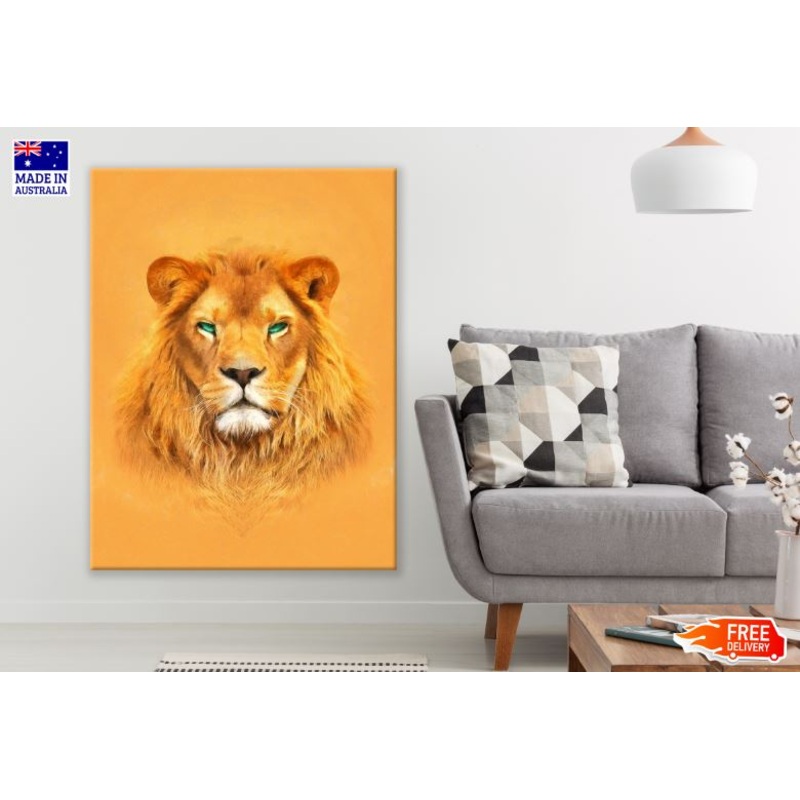 Blue Eyes Lion Portrait Painting Print 100% Australian Made