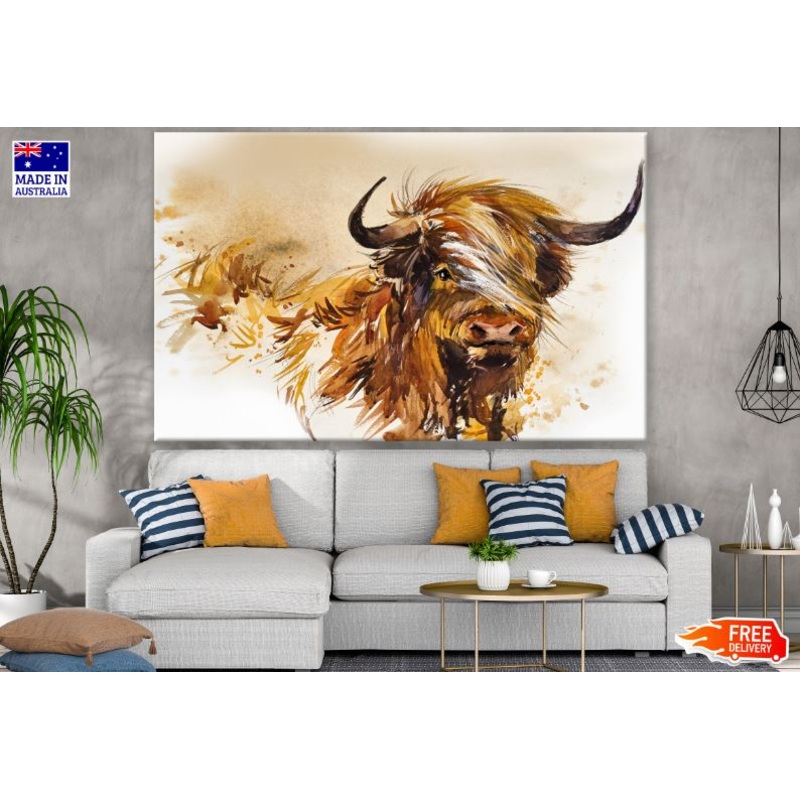 Buffalo Portrait Watercolor Painting Print 100% Australian Made