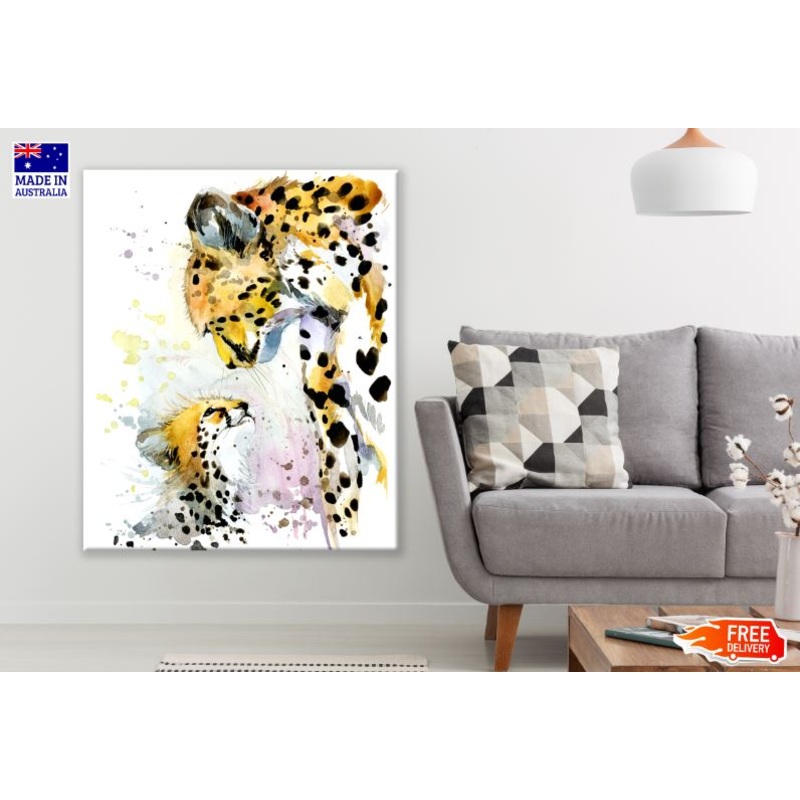 Cheetah & Baby Watercolor Painting Print 100% Australian Made