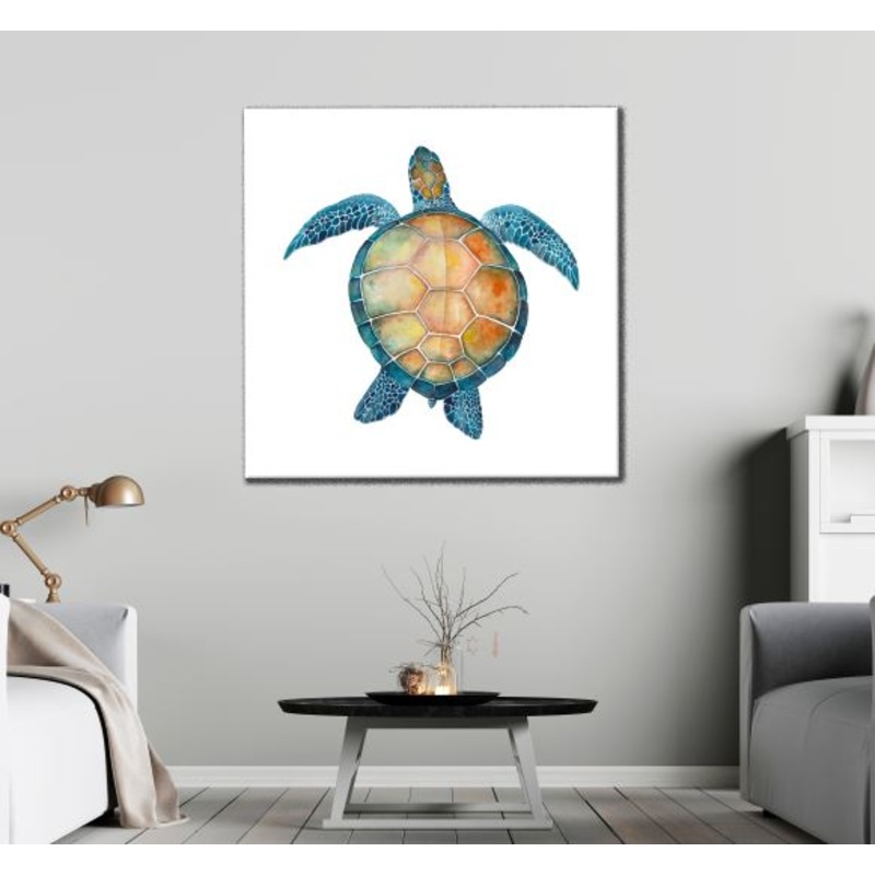 Square Canvas Colorful Turtle Watercolor Painting High Quality Print 100% Australian Made
