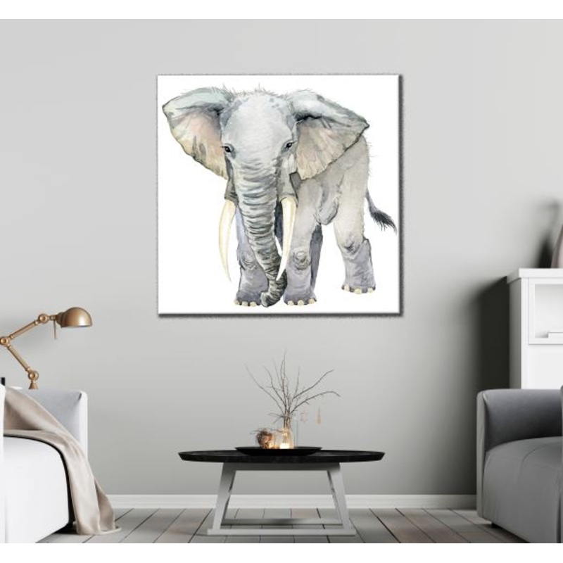 Square Canvas Elephant Watercolor Painting High Quality Print 100% Australian Made