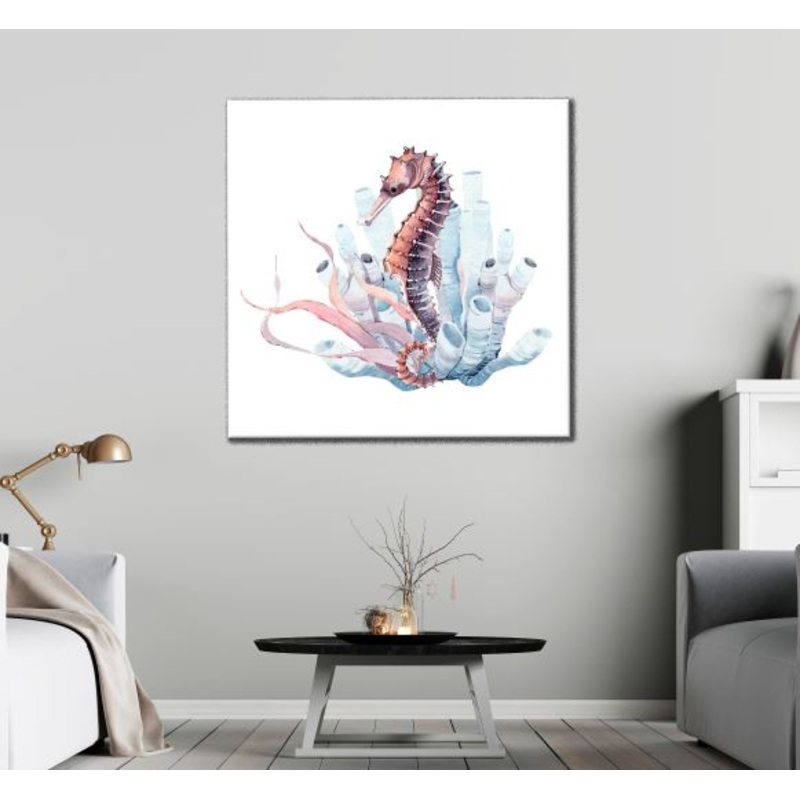 Square Canvas Sea Horse Watercolor Painting High Quality Print 100% Australian Made