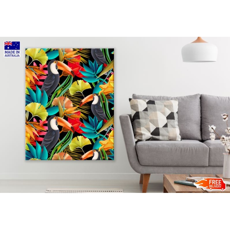Toucan Birds & Floral Watercolor Painting Print 100% Australian Made