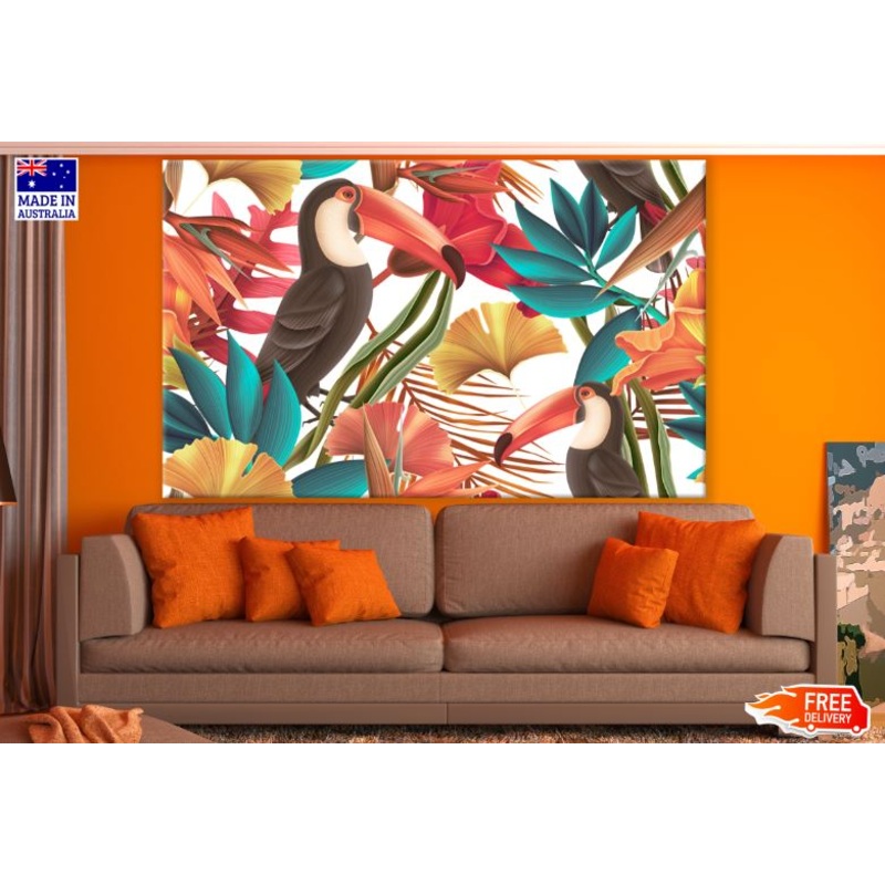 Toucan Birds & Leaves Painting Design Print 100% Australian Made