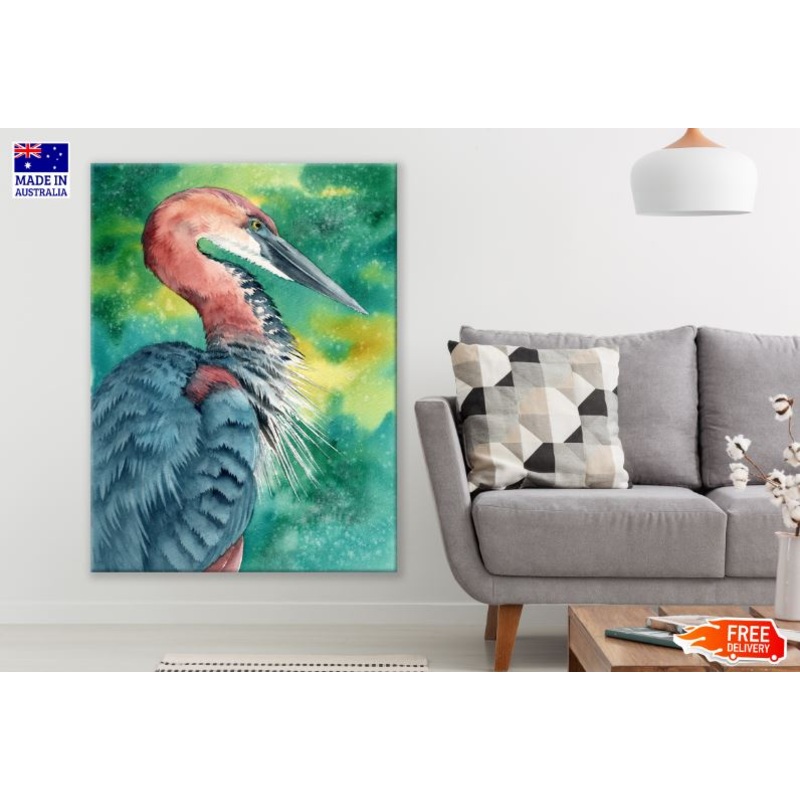 Tricolored Heron with Blue & Purple Feathers Watercolor Painting Print 100% Australian Made