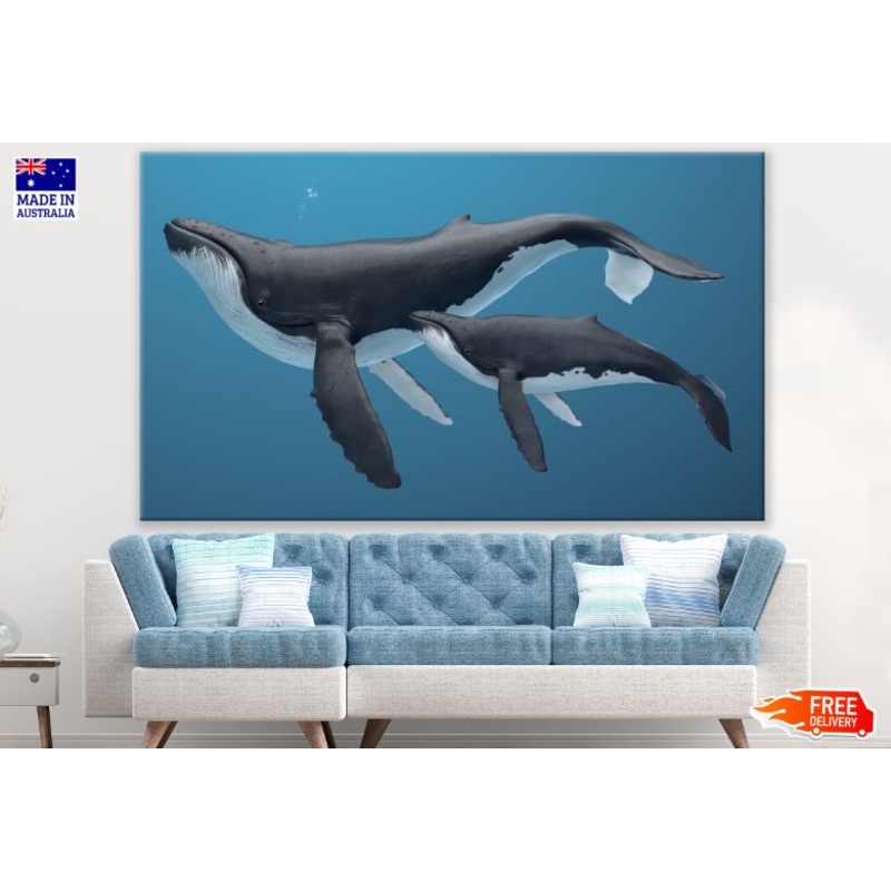 Whale & Baby Whale Painting Print 100% Australian Made