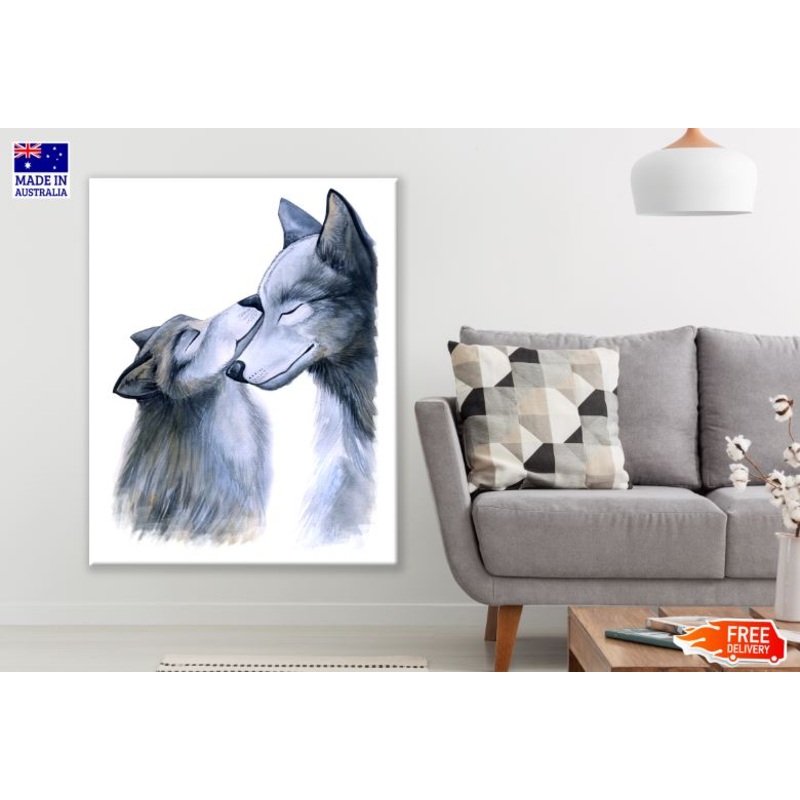 Wolf & Cub Watercolor Painting Print 100% Australian Made