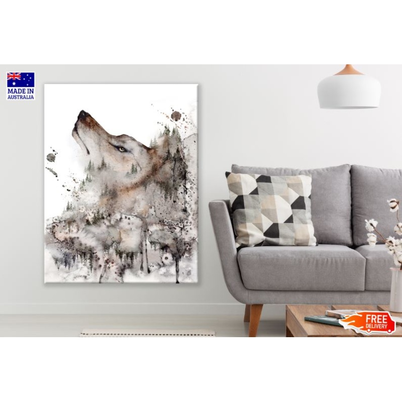 Wolf Portrait Watercolor Painting Print 100% Australian Made