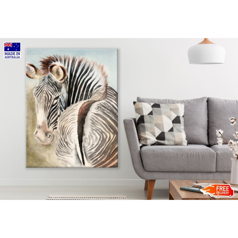 Zebra Watercolor Painting Print 100% Australian Made