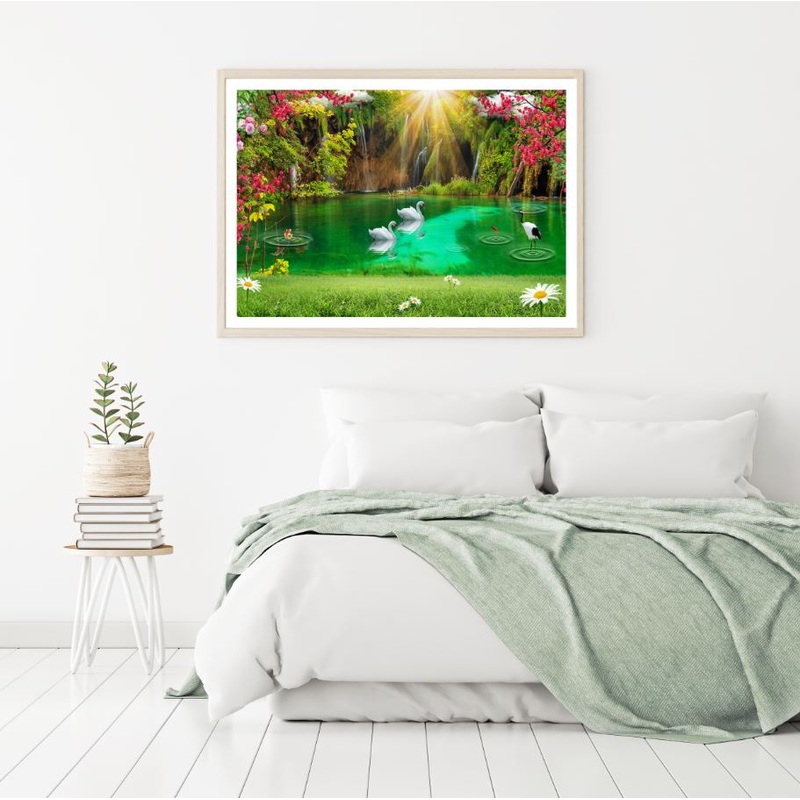 Birds on Lake Scenery Photograph Home Decor Premium Quality Poster Print Choose Your Sizes