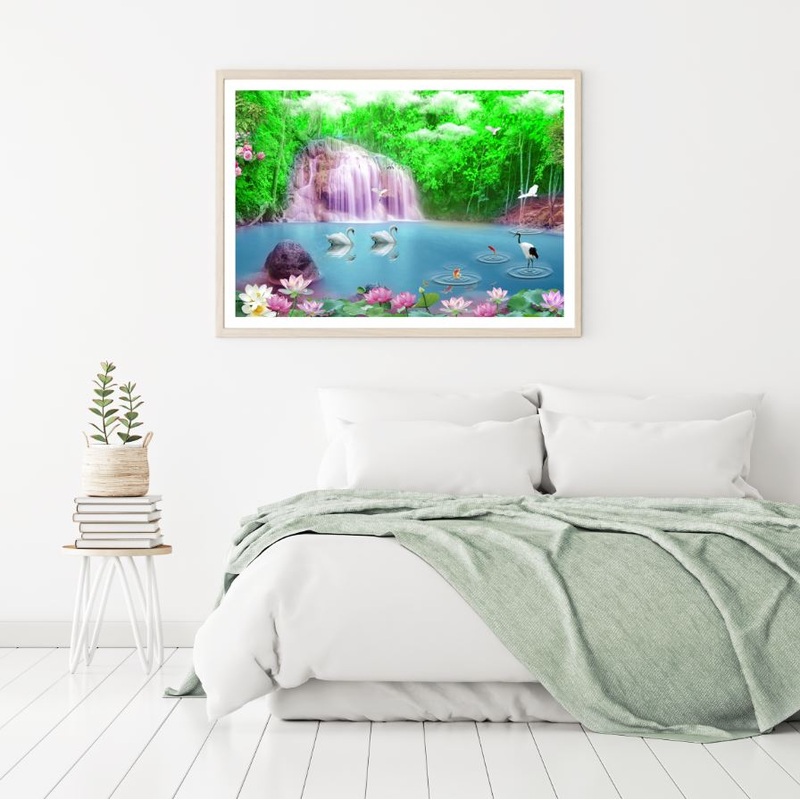 Birds & Waterfall Scenery View Home Decor Premium Quality Poster Print Choose Your Sizes