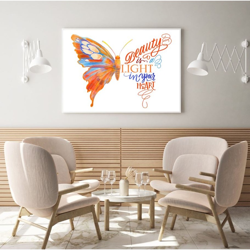 Butterfly & Quote Colorful Design Home Decor Premium Quality Poster Print Choose Your Sizes