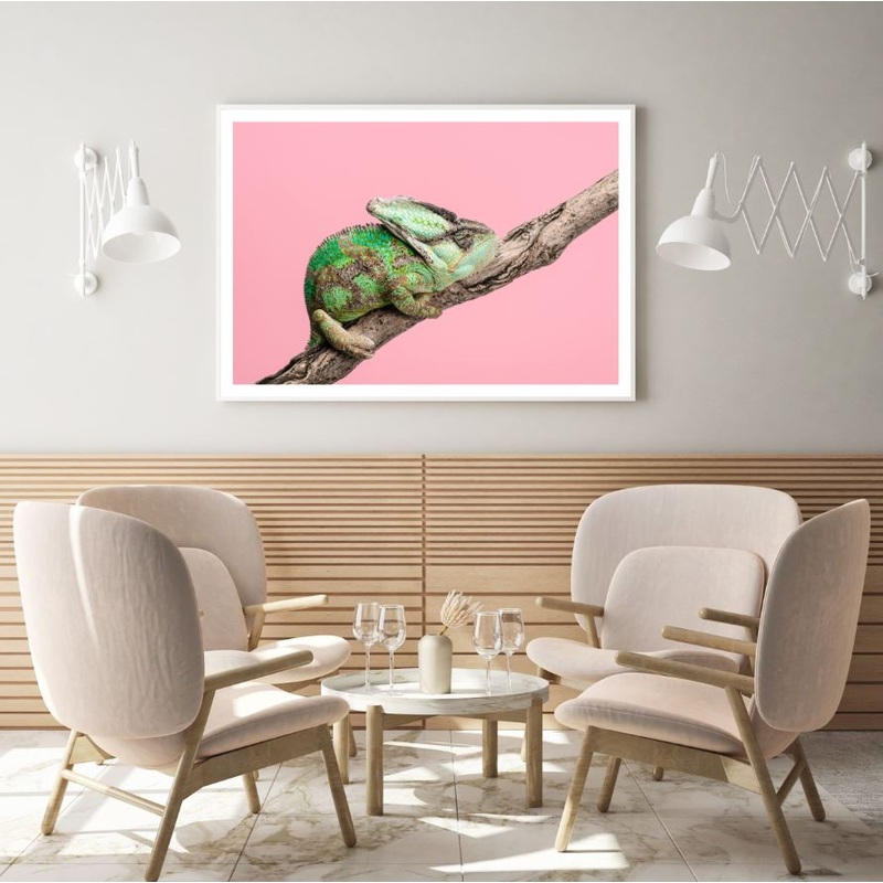 Chameleon on a Tree Photograph Home Decor Premium Quality Poster Print Choose Your Sizes