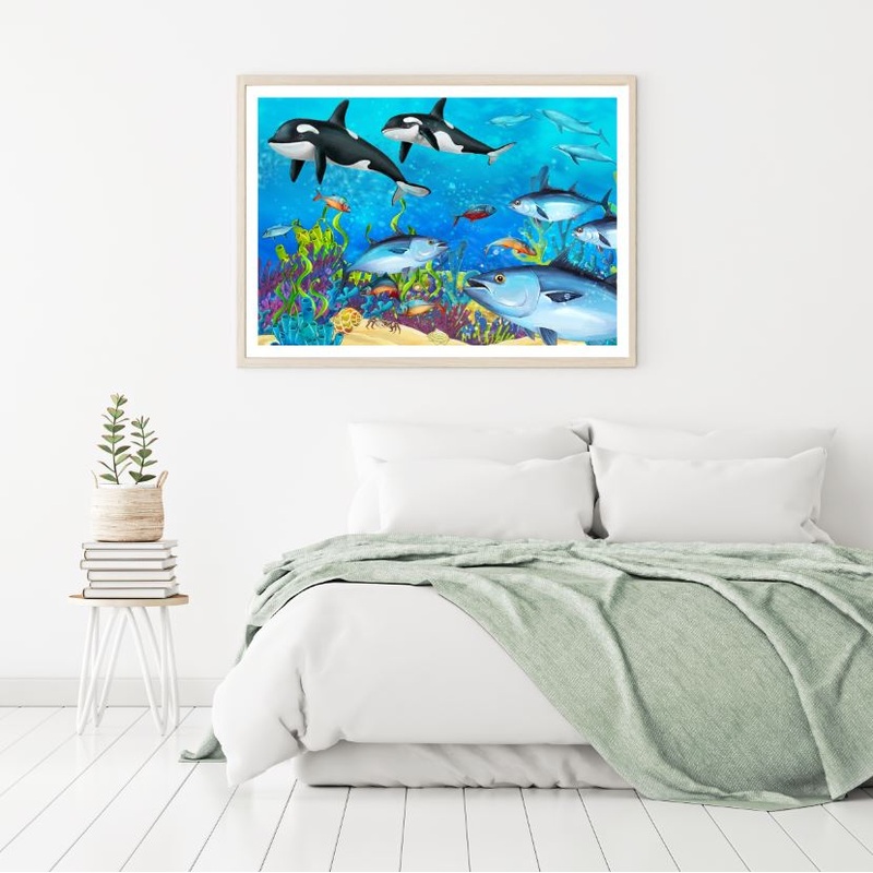 Underwater Fish Scenery Vector Art Home Decor Premium Quality Poster Print Choose Your Sizes
