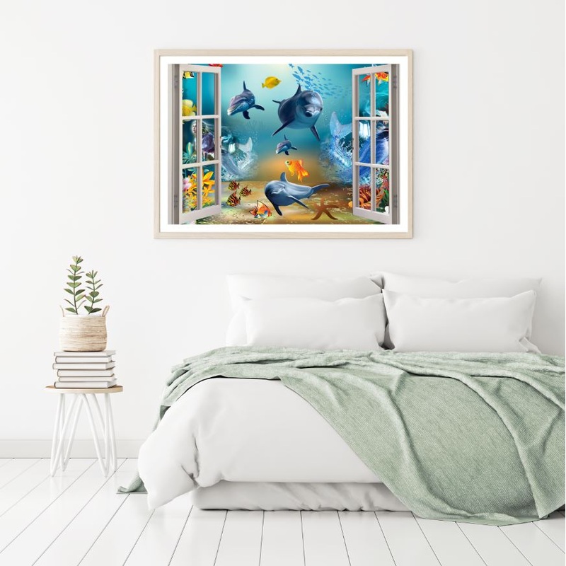 Underwater Fish Window View Photograph Home Decor Premium Quality Poster Print Choose Your Sizes