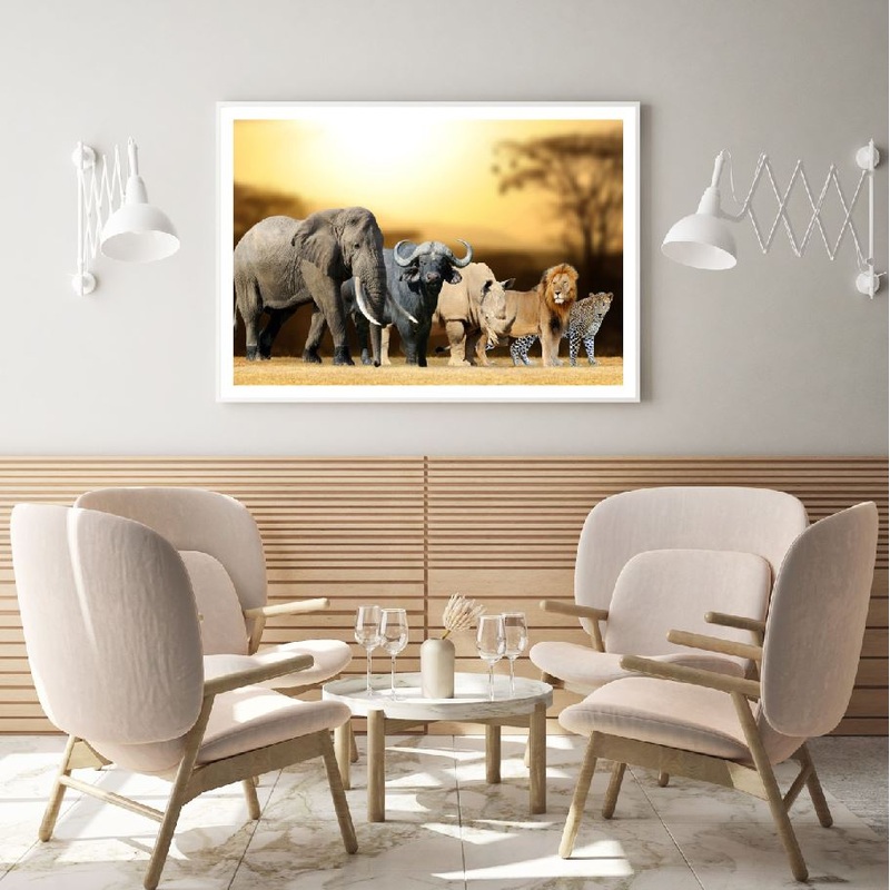 Animals Walking in Forest Sunset Home Decor Premium Quality Poster Print Choose Your Sizes