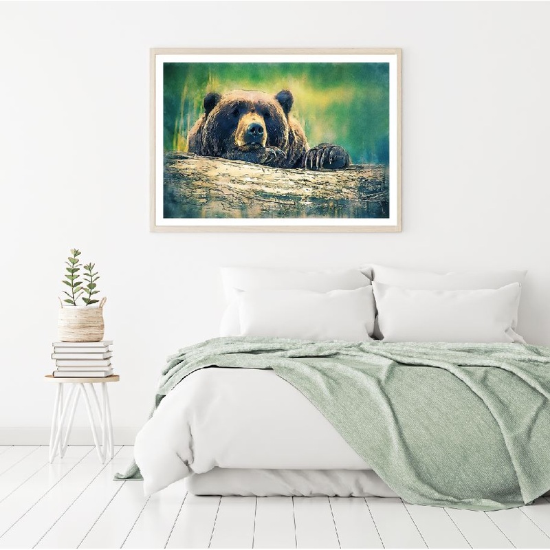 Bear Near Tree Trunk Photograph Home Decor Premium Quality Poster Print Choose Your Sizes