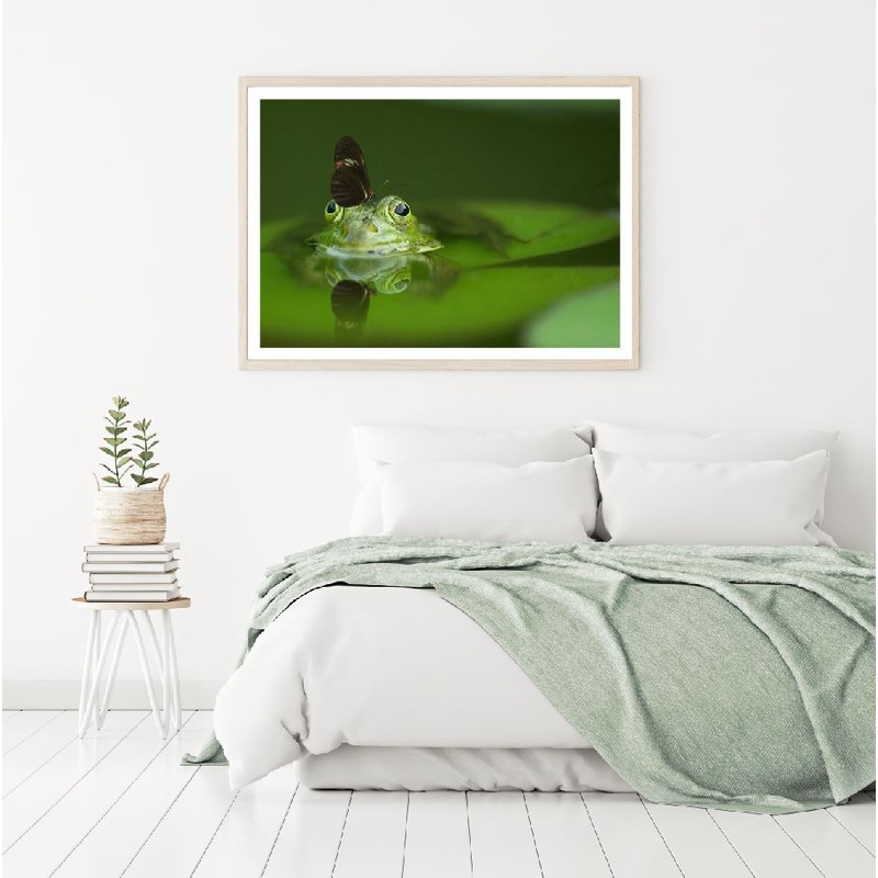 Butterfly on Frog in Water Macro Home Decor Premium Quality Poster Print Choose Your Sizes