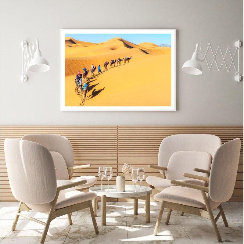 Camels Walking Across Desert View Home Decor Premium Quality Poster Print Choose Your Sizes