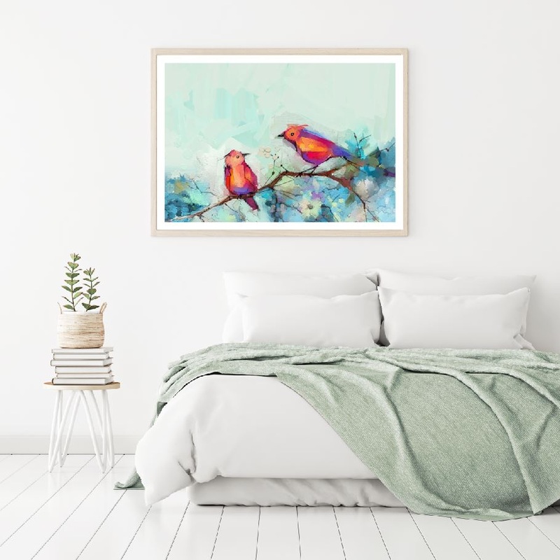 Colorful Birds on Tree Watercolor Home Decor Premium Quality Poster Print Choose Your Sizes
