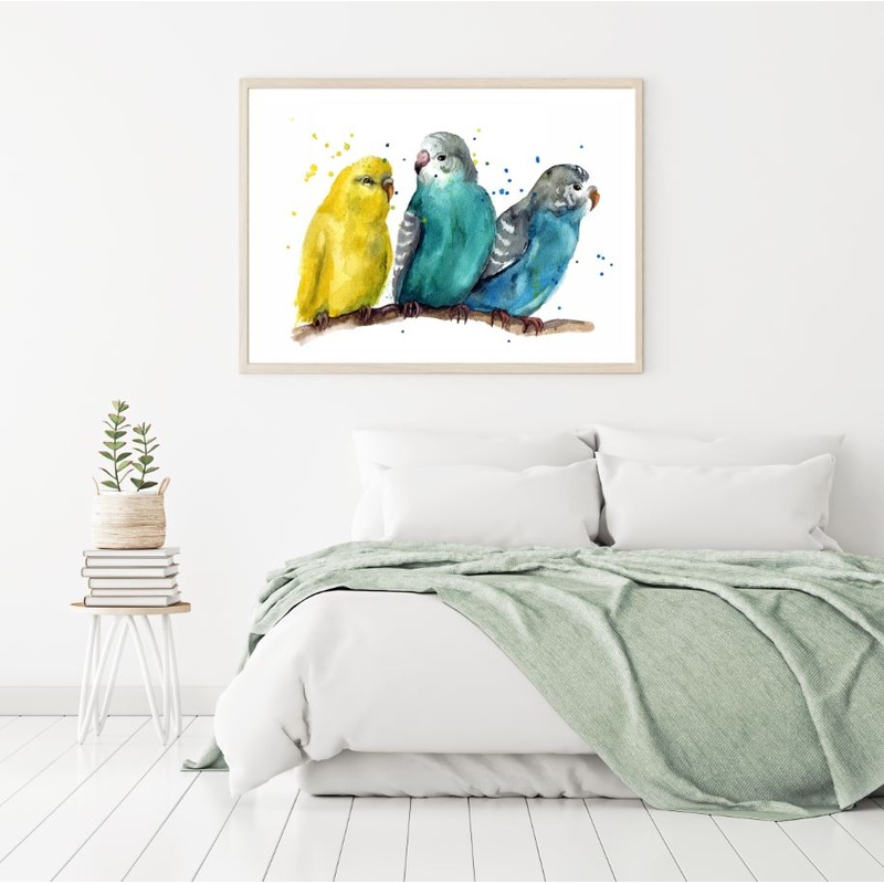 Colorful Birds Watercolor Paint Home Decor Premium Quality Poster Print Choose Your Sizes