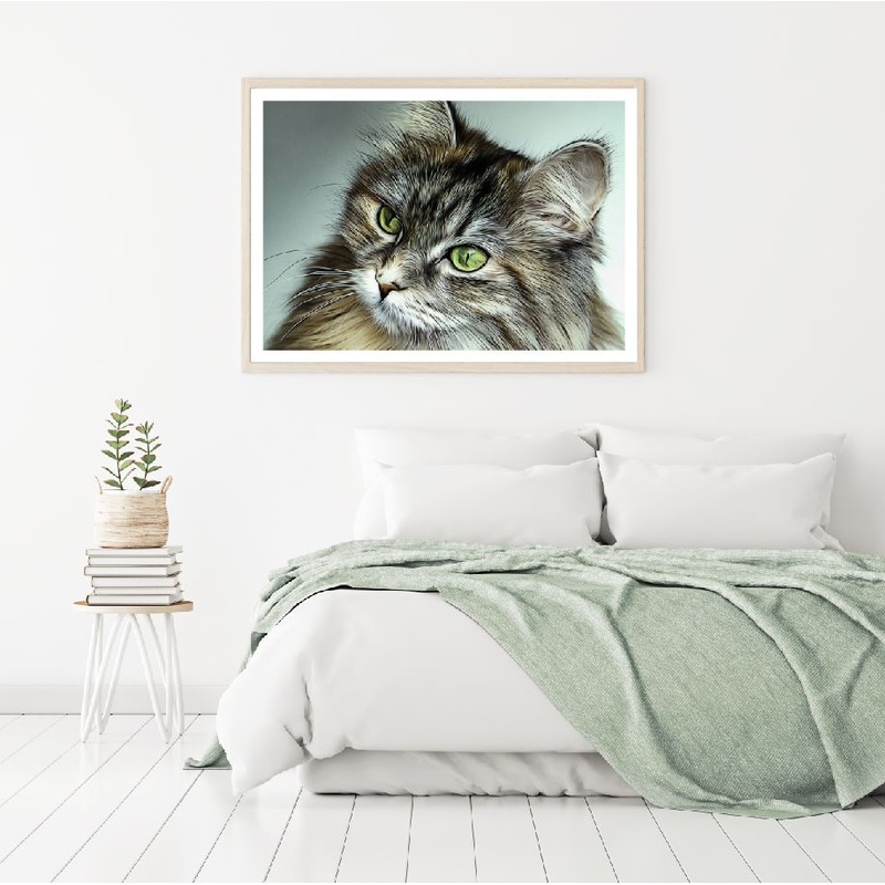 Colorful Cat Portrait Oil Painting Home Decor Premium Quality Poster Print Choose Your Sizes