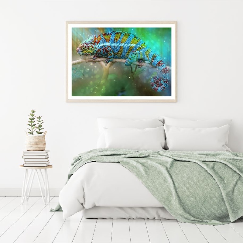 Colorful Chameleon on Tree View Home Decor Premium Quality Poster Print Choose Your Sizes