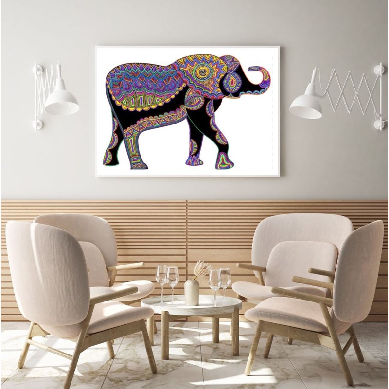 Colorful Elephant Pattern Design Home Decor Premium Quality Poster Print Choose Your Sizes